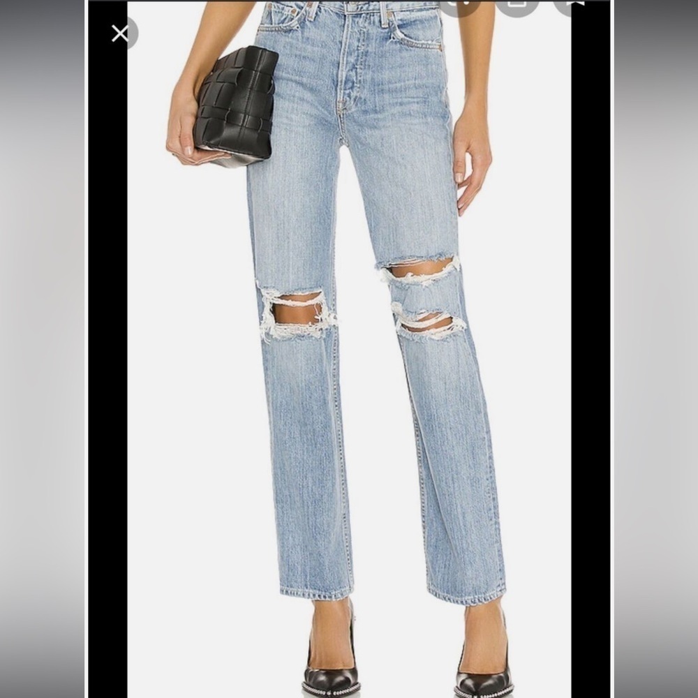 GRLFRND Jeans High Rise MICA Straight Leg Wish You Would Destroyed 25